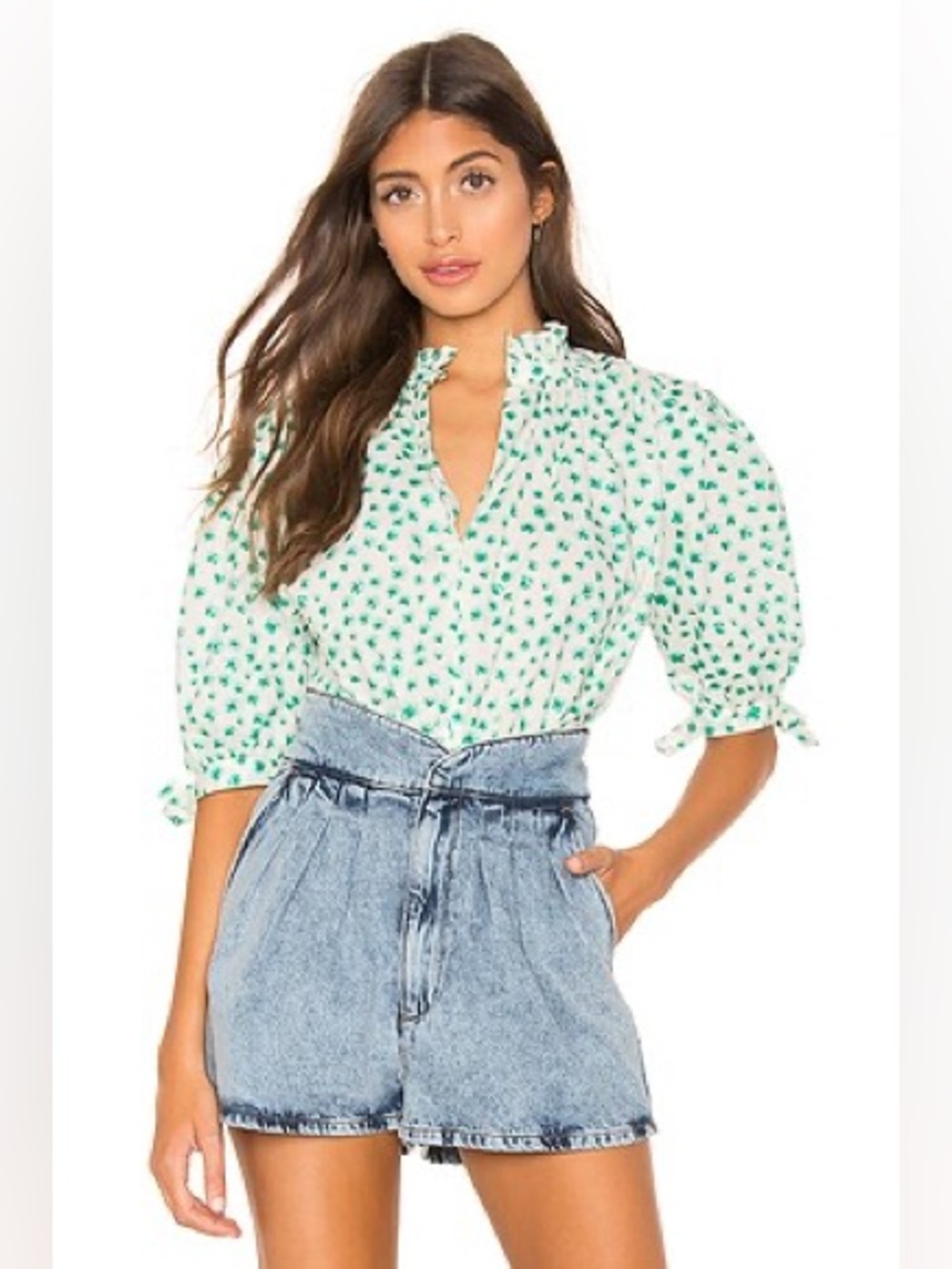REBECCA TAYLOR Emerald Daisy Top inCream combo Size XS (k11)